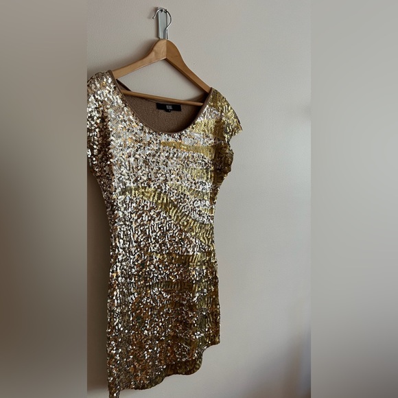 Gold Sequin Mini Dress - Picture 4 of 9